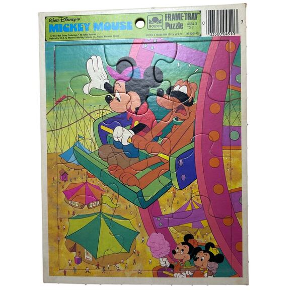Vintage 1984 disney mickey mouse 12-piece jigsaw puzzle sheet - Picture 1 of 3